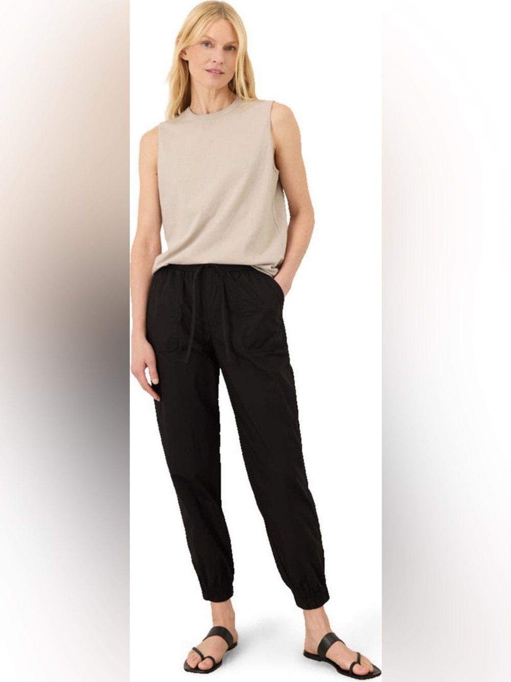 PACT Organic Cotton / Linen Monterey Poplin Jogger Black Size Medium